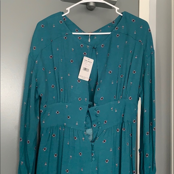 NWT Free People Teal/ Green long sleeve romper !! - Picture 3 of 3
